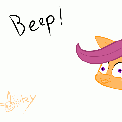 Size: 500x500 | Tagged: safe, artist:pikapetey, scootaloo, g4, animated, beep, borp, female, solo, what the hell petey