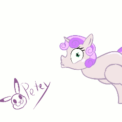 Size: 500x500 | Tagged: safe, artist:pikapetey, sweetie belle, two legged creature, g4, animated, cyriak, dumb running ponies, female, not salmon, puppet, solo, wat, what the hell petey