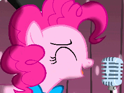 Size: 1424x1080 | Tagged: safe, screencap, pinkie pie, earth pony, pony, g4, pinkie pride, season 4, animated, female, gif, mare, microphone, singing, solo