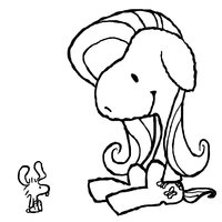 Size: 200x200 | Tagged: safe, artist:fxcellent, angel bunny, fluttershy, g4, charles m schulz, crossover, monochrome, peanuts, snoopy, style emulation, woodstock (peanuts)
