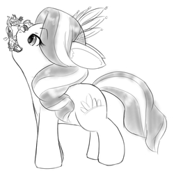 Size: 876x863 | Tagged: safe, artist:alloyrabbit, diamond tiara, oc, earth pony, pony, g4, female, fetish, filly, imminent vore, micro, monochrome, peril, shoulder angel, shoulder devil, tied up