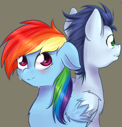 Size: 1024x1062 | Tagged: safe, artist:chiweee, rainbow dash, soarin', g4, cute, female, male, ship:soarindash, shipping, straight