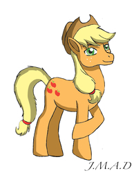Size: 787x1015 | Tagged: safe, artist:maggiesheartlove, applejack, g4, crossed hooves, female, simple background, solo