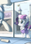 Size: 1413x2000 | Tagged: safe, artist:subjectnumber2394, rarity, pony, unicorn, g4, canterlot, clothes, coat, cute, female, flag, hat, mannequin, mare, raribetes, smiling, snow, solo, tower