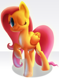 Size: 1300x1700 | Tagged: safe, artist:zoiby, fluttershy, g4, female, solo, wink