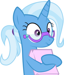 Size: 4310x5003 | Tagged: safe, artist:diamondsword11, part of a set, trixie, pony, unicorn, g4, absurd resolution, adorkable, alternate hairstyle, book, cute, diatrixes, dork, female, glasses, mare, meganekko, nerd pony, ponytail, simple background, solo, transparent background, vector