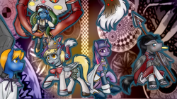 Size: 1280x720 | Tagged: safe, artist:jitterbugjive, derpy hooves, discord, perfect pace, princess luna, twilight sparkle, alien, pegasus, pony, unicorn, ask discorded whooves, ask miss twilight sparkle, ask the master, g4, charlotte, crossover, discord whooves, doctor who, incubator (species), kyubey, madoka kaname, magical girl, mami tomoe, ponified, puella magi madoka magica, sakura kyouko, sayaka miki, spear, tentacles, the doctor, the master, witch