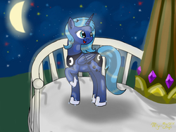 Size: 1024x768 | Tagged: safe, artist:mirriora, princess luna, g4, balcony, female, moon, s1 luna, solo