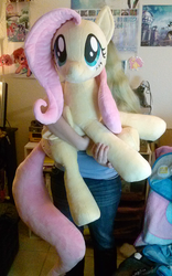 Size: 776x1241 | Tagged: safe, artist:buttercupbabyppg, fluttershy, human, g4, huge, irl, irl human, life size, photo, plushie
