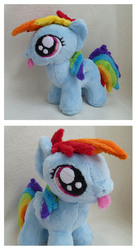 Size: 1152x2106 | Tagged: artist needed, source needed, safe, rainbow dash, g4, cute, dashabetes, filly, irl, photo, plushie, tongue out