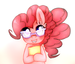 Size: 1680x1440 | Tagged: safe, artist:toroitimu, pinkie pie, g4, adorkable, book, braces, cute, diapinkes, dork, female, glasses, meganekko, nerd, nerd pony, smart, solo