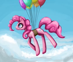 Size: 973x820 | Tagged: safe, artist:clrb, pinkie pie, g4, balloon, cloud, cloudy, female, solo, then watch her balloons lift her up to the sky