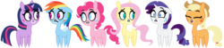 Size: 8400x1800 | Tagged: safe, artist:dewlshock, applejack, fluttershy, pinkie pie, rainbow dash, rarity, twilight sparkle, g4, mane six, pretty pretty pegasus, style emulation, teen titans go