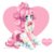 Size: 1177x1177 | Tagged: dead source, safe, artist:koi-to, pinkie pie, human, g4, anime style, blushing, bowtie, breasts, cleavage, clothes, cute, diapinkes, evening gloves, female, gloves, heart eyes, humanized, japanese, kneeling, light skin, midriff, moe, shoes, simple background, skirt, socks, solo, striped socks, tailed humanization, transparent background, wingding eyes