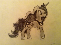 Size: 2048x1529 | Tagged: safe, artist:cometstarfall, princess luna, g4, female, solo, traditional art