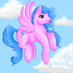 Size: 7000x7000 | Tagged: safe, artist:gloomymort, firefly, g1, absurd resolution, cloud, cloudy, female, flying, solo