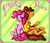 Size: 1295x1110 | Tagged: safe, artist:inkeed, cheese sandwich, pinkie pie, earth pony, pony, g4, my little pony: friendship is magic, pinkie pride, duo, female, male, mare, open mouth, sitting, stallion