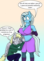 Size: 1280x1769 | Tagged: safe, artist:americananomaly, derpy hooves, trixie, anthro, g4, anthroquestria, pregnant, pregxie, tumblr
