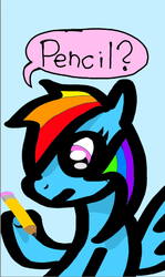 Size: 410x686 | Tagged: safe, artist:bronyponyguy, rainbow dash, g4, female, pencil, solo