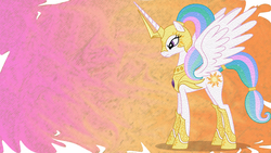 Size: 1920x1080 | Tagged: safe, artist:larsurus, princess celestia, g4, armor, female, solo, wallpaper, warrior celestia