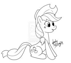 Size: 2597x2309 | Tagged: safe, artist:ladynanaki, applejack, g4, black and white, female, grayscale, monochrome, sitting, solo