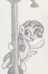 Size: 1024x1570 | Tagged: safe, artist:inurantchan, rarity, pony, g4, bipedal, female, monochrome, singing, solo, traditional art