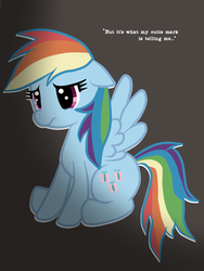 Size: 1330x1773 | Tagged: safe, artist:kiwiami, rainbow dash, g4, female, sad, solo, swapped cutie marks