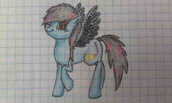 Size: 2592x1552 | Tagged: safe, artist:sil-forty, oc, oc only, oc:rainbow note, pegasus, pony, solo, traditional art