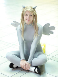 Size: 779x1025 | Tagged: safe, artist:crystalmimi, derpy hooves, human, g4, catsuit, cosplay, cute, irl, irl human, looking at you, photo, solo, spandex