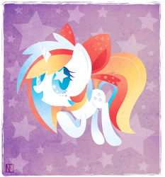 Size: 731x786 | Tagged: safe, artist:disfiguredstick, oc, oc only, pony, unicorn, bow, solo, wingding eyes