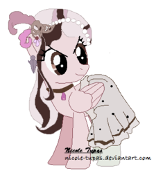 Size: 360x400 | Tagged: safe, artist:nicole-tupas, pony, clothes, duchess swan, ever after high, ponified, solo