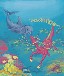 Size: 3300x3900 | Tagged: safe, artist:substantiallyuseless, oc, oc only, fish, original species, ocean, swimming, underwater