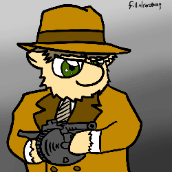 Size: 720x720 | Tagged: safe, artist:fillialcacophony, fluffy pony, al capone, animated, gang, gangster, gun, solo, tommy gun, weapon