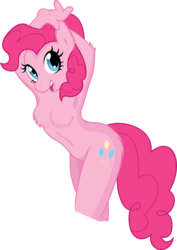 Size: 5000x7049 | Tagged: safe, artist:ambris, artist:fehlung, pinkie pie, earth pony, anthro, g4, absurd resolution, armpits, barbie doll anatomy, belly button, breasts, featureless breasts, female, simple background, solo, transparent background