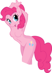 Size: 5000x7049 | Tagged: dead source, safe, artist:ambris, artist:fehlung, pinkie pie, earth pony, anthro, g4, absurd resolution, armpits, barbie doll anatomy, belly button, breasts, featureless breasts, female, simple background, solo, transparent background