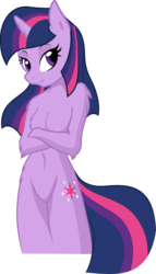 Size: 5000x8714 | Tagged: safe, artist:ambris, artist:fehlung, twilight sparkle, anthro, g4, absurd resolution, barbie doll anatomy, belly button, breasts, delicious flat chest, featureless breasts, female, flatlight sparkle, fluffy, simple background, solo, transparent background