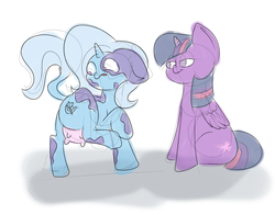 Size: 1280x1003 | Tagged: safe, artist:wizardski, trixie, twilight sparkle, cow, pony, g4, bedroom eyes, cowified, species swap, trixie lulamoo, twilight sparkle (alicorn), udder