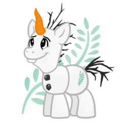 Size: 900x900 | Tagged: safe, artist:fuutachimaru, pony, unicorn, crossover, frozen (movie), olaf, ponified, simple background, snowpony, solo, transparent background