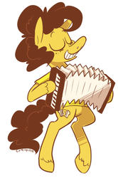 Size: 400x602 | Tagged: safe, artist:comickit, cheese sandwich, pony, g4, pinkie pride, accordion, bipedal, eyes closed, male, musical instrument, smiling, solo