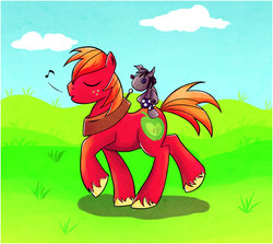 Size: 947x843 | Tagged: safe, artist:capreola, big macintosh, smarty pants, earth pony, pony, g4, male, solo, stallion, whistling