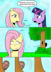 Size: 1240x1754 | Tagged: safe, artist:sonikku001, edit, fluttershy, twilight sparkle, g4, not salmon, rob ford, scared, wat