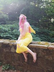 Size: 574x769 | Tagged: safe, artist:mintyblitzz, fluttershy, human, g4, cosplay, female, floral head wreath, irl, irl human, photo, solo, winged humanization