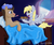 Size: 1113x943 | Tagged: safe, artist:tsupirka, derpy hooves, doctor whooves, time turner, pegasus, pony, g4, backwards thermometer, bed, female, male, mare, muffin, reddened eyes, ship:doctorderpy, shipping, sick, straight, thermometer