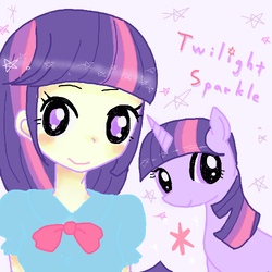 Size: 500x500 | Tagged: safe, artist:nanase, twilight sparkle, human, equestria girls, g4, female, human ponidox, pixiv, solo, square crossover