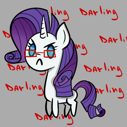 Size: 1000x1000 | Tagged: safe, rarity, g4, ask-winged-shine, darling, female, frown, glare, glasses, looking at you, one word, solo