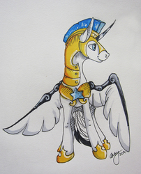 Size: 1000x1237 | Tagged: safe, artist:casynuf, male, royal guard, solo, traditional art