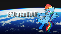 Size: 1355x763 | Tagged: safe, artist:drawponies, rainbow dash, g4, banner, earth, epic brohoof, female, solo, space