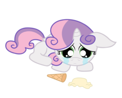 Size: 2000x1600 | Tagged: safe, artist:bonaldo-kun, sweetie belle, pony, unicorn, g4, crying, dropped ice cream, female, filly, floppy ears, foal, ice cream, sad, simple background, solo, transparent background, vector