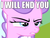 Size: 600x450 | Tagged: safe, diamond tiara, g4, my little pony: friendship is magic, pinkie pride, angry, caption, death threat, female, image macro, reaction image, solo, threat