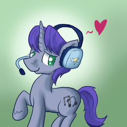 Size: 935x935 | Tagged: safe, artist:shapeshiftersoarin, soarin', oc, oc only, oc:wave length, g4, headphones, heart, inanimate tf, objectification, solo, transformation